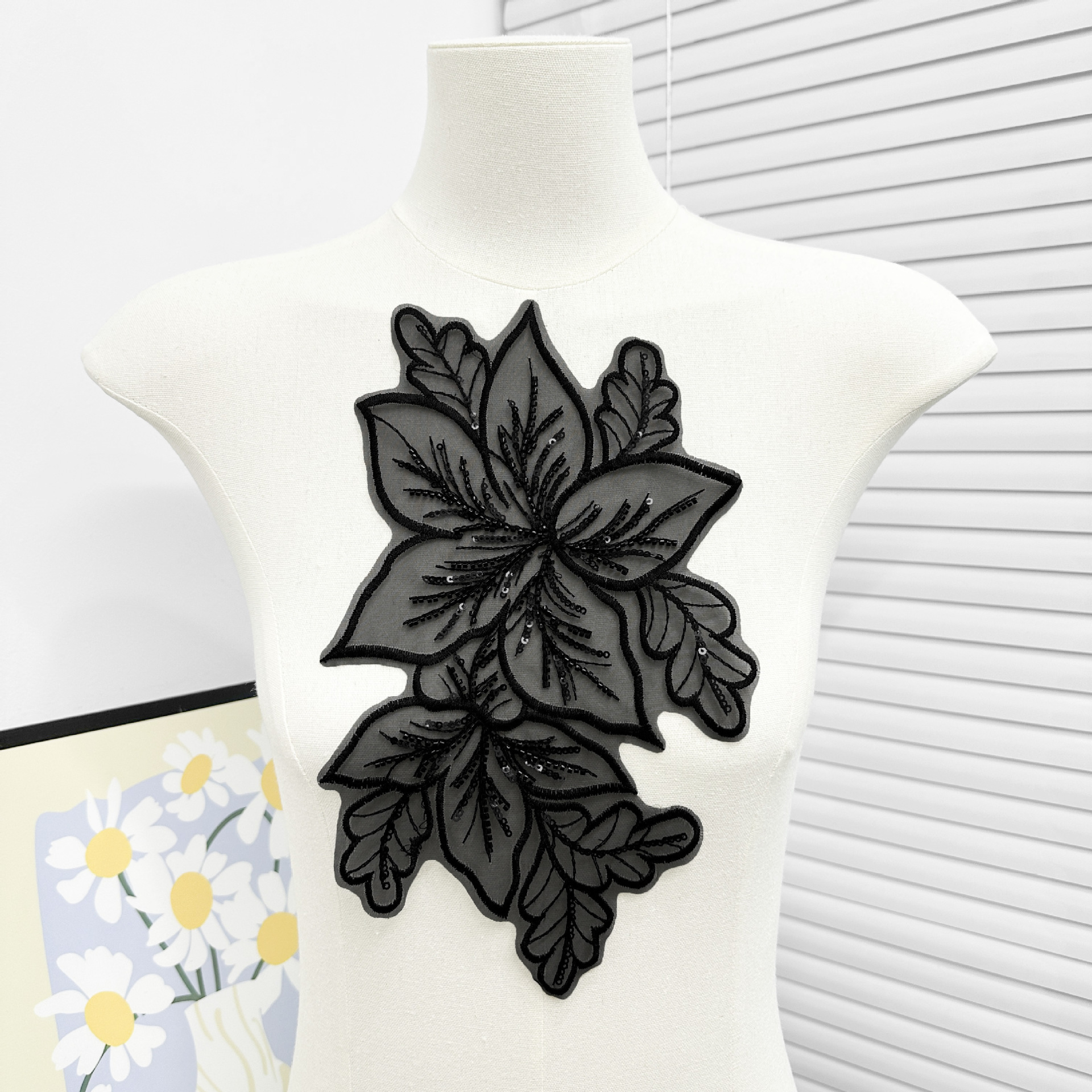 Parches de bordado de encaje blanco, forma de copo de nieve, cuentas, ropa decorativa, bolsos, accesorios, accesorios de bordado de tela hechos a mano