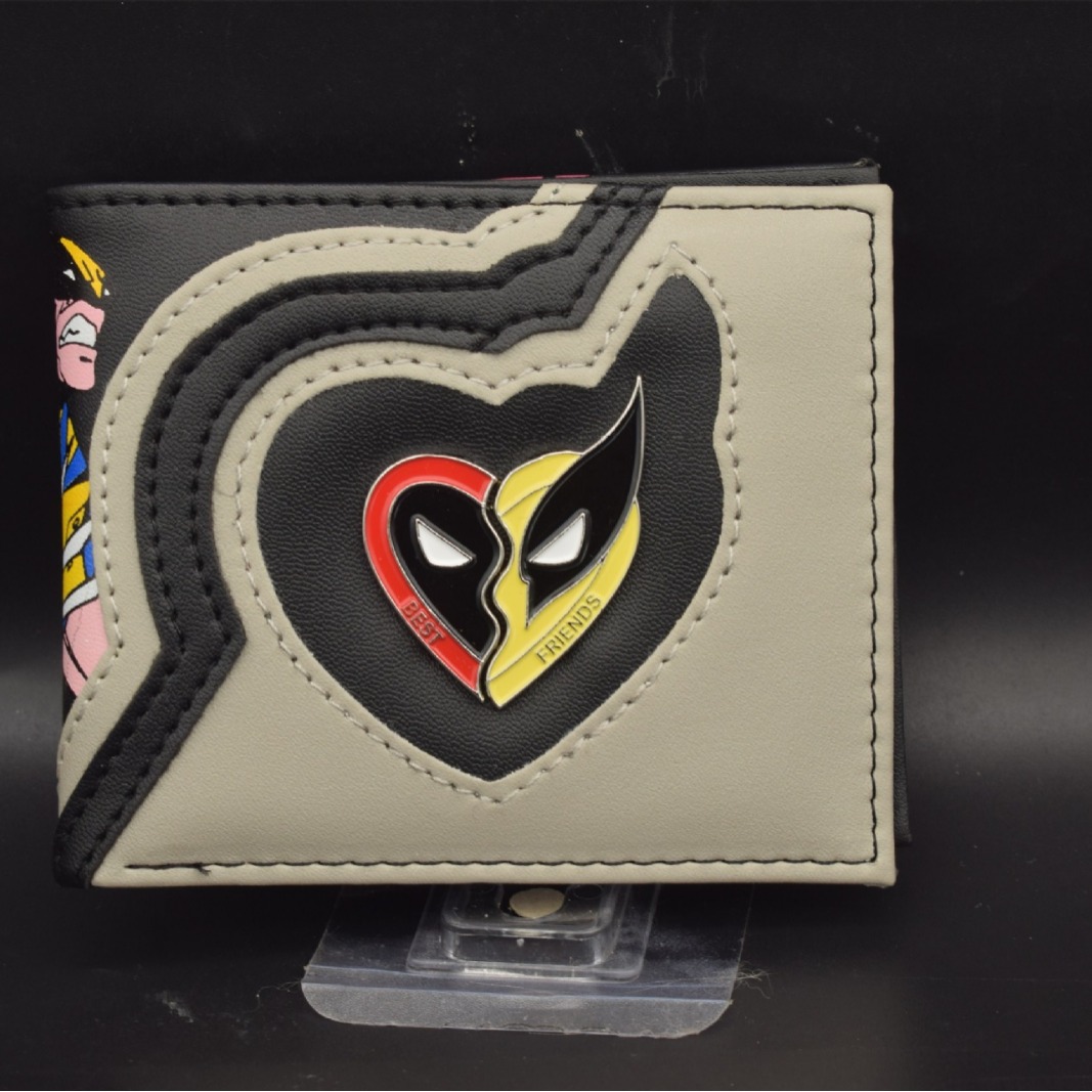 Superhéroes Deadpool Wolverine bolso de metal logo corto bolso de hombres y mujeres bolso de cambio de los Vengadores