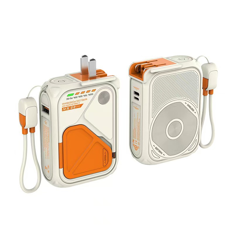 新しい 3C 認定磁気パワーバンク PD 超高速充電多機能ワイヤレス充電 AC プラグ充電器モバイル電源