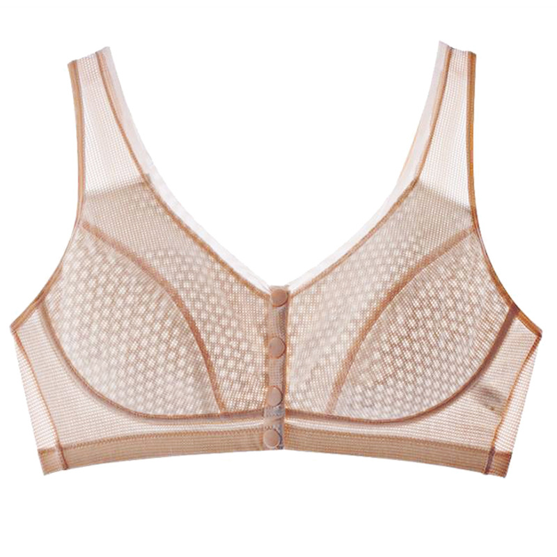 Mom's Front-Buttoned, Wire-Free Vest-Style Ultra-Thin Breathable Intimates, Middle-Aged and Elderly Bras, Comfortable Anti-Sagging Bras