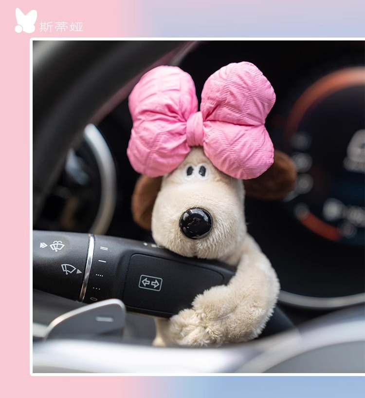 2025 New Model Car Turn Signal Light Dog Plush Toy Dashboard Decoration Doll Car Interior Decoration Ornament for Women