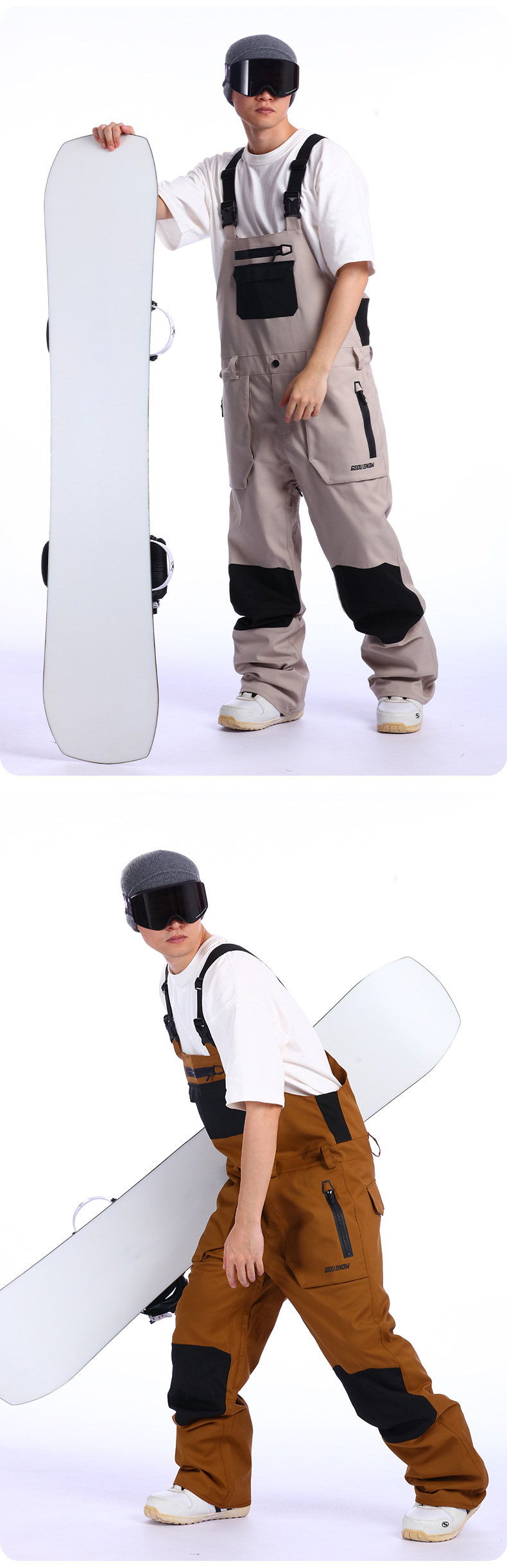 Neue Skihose mit Riemen für Herren, winddicht, warm und wasserdicht, Einzel- und Doppelbrett, einteilige Skihose mit Riemen für Herren_voghion.com