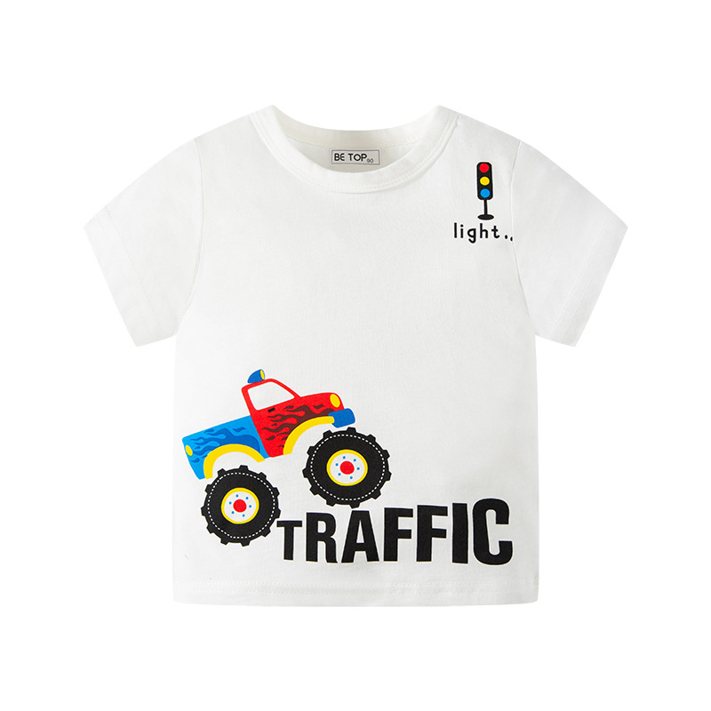 2024 nuevos niños de dibujos animados de algodón de manga corta de verano nuevo estilo coreano Comercio exterior transfronterizo camiseta de los niños ropa superior