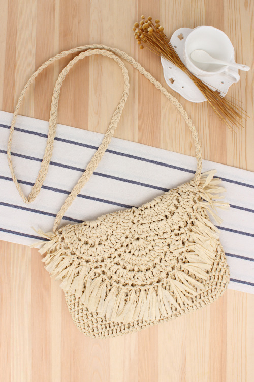 225g Weight Polyester Cotton Lining Material Women's Small Spring&summer Straw Vacation Straw Bag