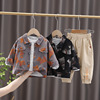 Spring jacket for boys, children's set, 2021 collection, western style, Korean style, long sleeve, 3 piece set, wholesale