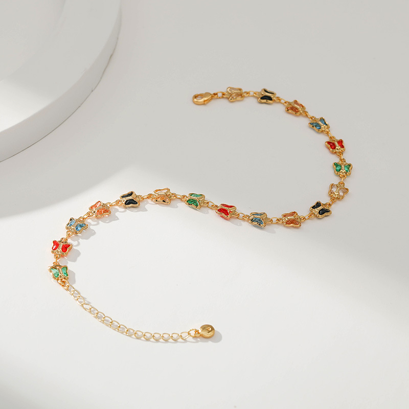 Fashion Butterfly Copper Gold Plated Inlay Zircon Womenu0027S Anklet 1 Piece
