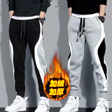 清仓捡漏外贸男装秋冬加绒卫裤加绒保暖灰色潮牌休闲运动宽松束脚
