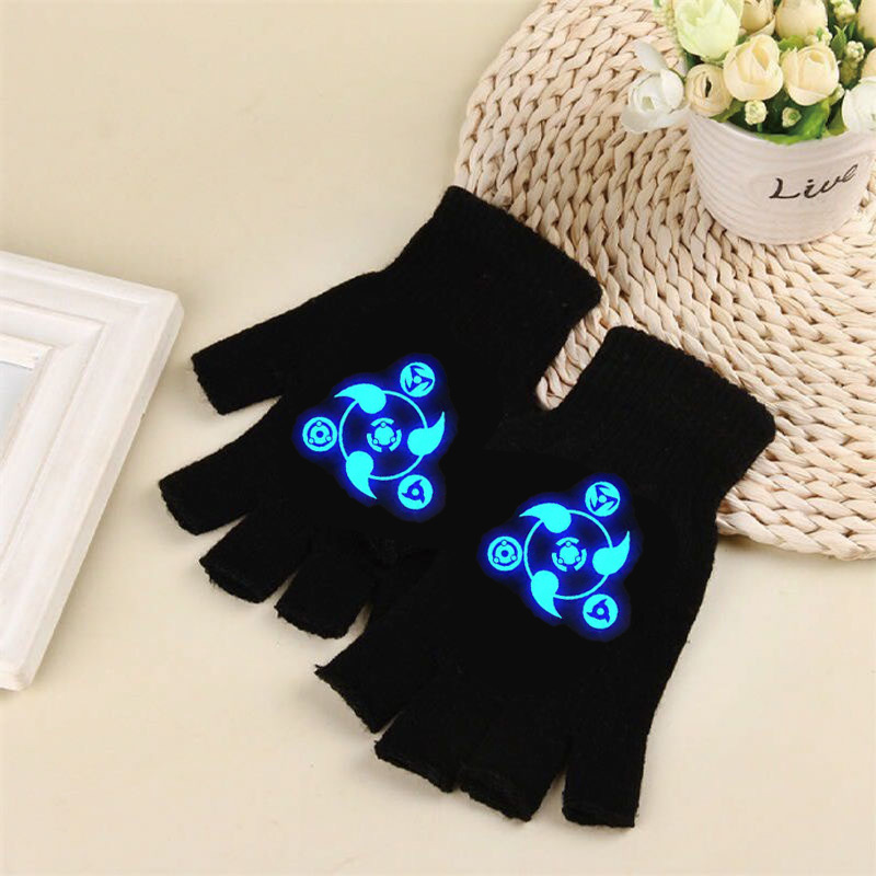 Luminous gloves half finger children's luminous gloves handsome cool knitted Primary School students writing special riding warm