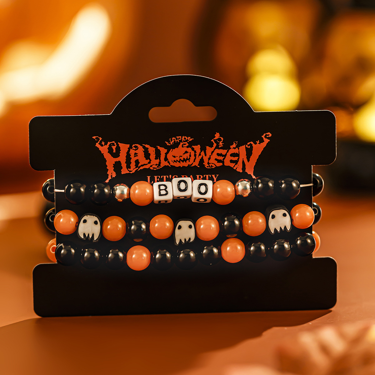 Pulsera de cerámica blanda multicapa con diseño de calabaza fantasma y viento de Ins, pulsera de bruja fantasma para fiesta de Halloween_voghion.com