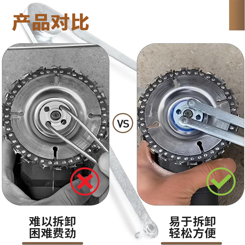 Accesorios para herramientas de desmontaje de amoladora angular Diseño de 2 garras Llave de amoladora angular tipo 100 Varias especificaciones Engrosamiento ajustable