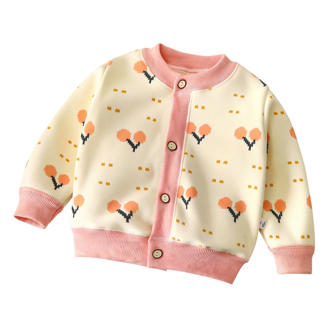 2025 otoño e invierno nuevo estilo para niños chaqueta de punto de todo fósforo para niños y niñas cárdigan cálido para bebés suéter exterior grueso