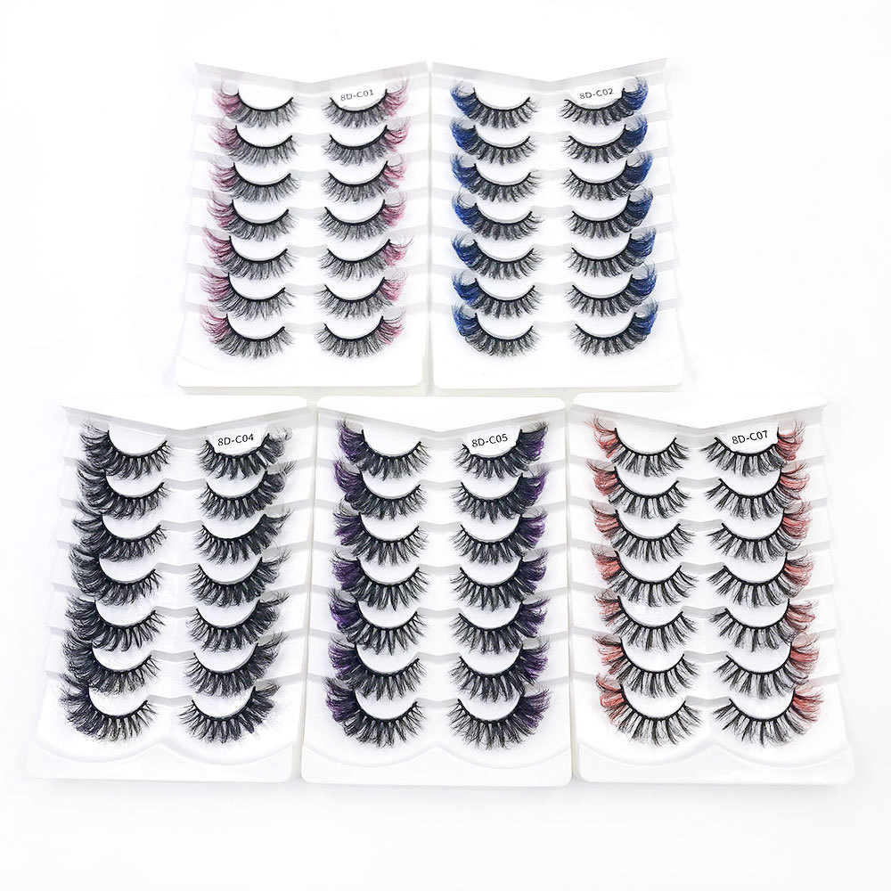 New Colorful 18mm Mink-like False Eyelashes 7 Pairs Mixed display picture 3