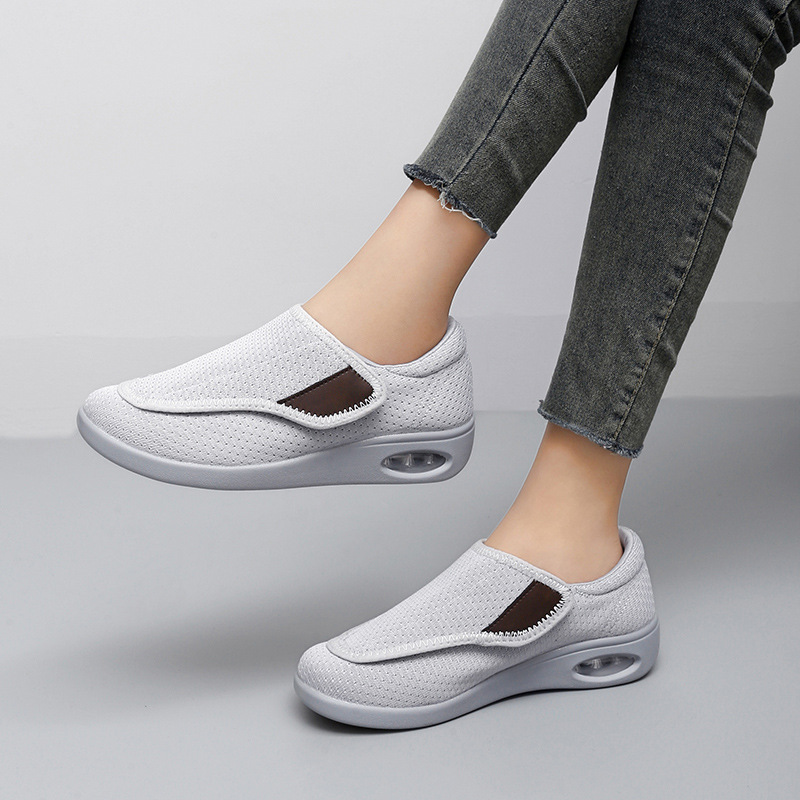 2025 nuevos zapatos deportivos cómodos casuales de velcro transpirables de malla suave de primavera y otoño transfronterizos para mujer