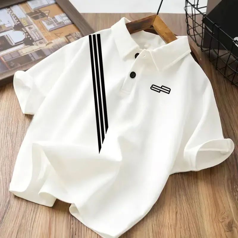 Factory direct sales, factory shipment! Stylish short-sleeved polo shirt for boys, loose fit, casual T-shirt.