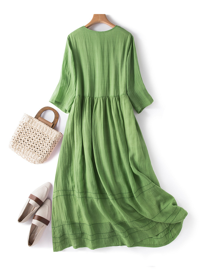 Women's Regular Dress Simple Style V Neck Half Sleeve Solid Color Midi Dress Daily display picture 4