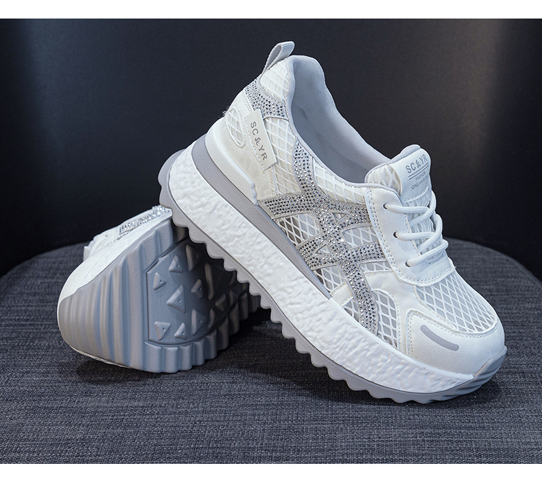 Giày sneaker nữ đế dày lưới thoáng khí phong cách thể thao — Xám 5073, Mơ 5073, Vàng 5073 chi tiết 30