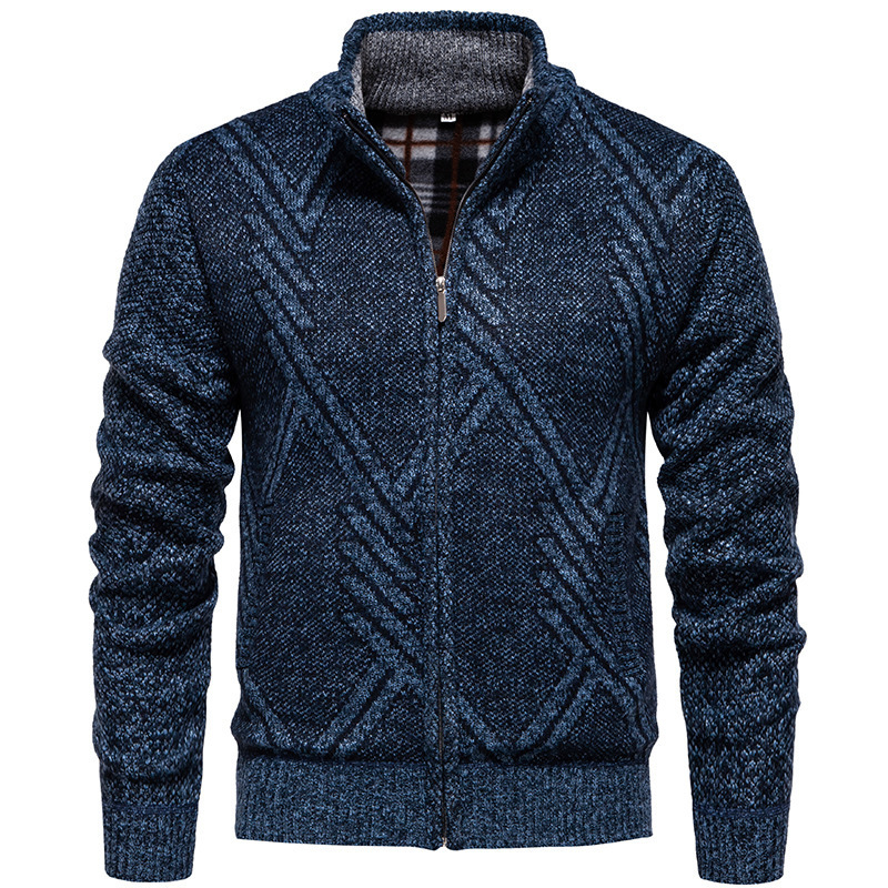 Cross-border new men's striped cardigan sweater men's sweater coat autumn and winter new casual sweater men