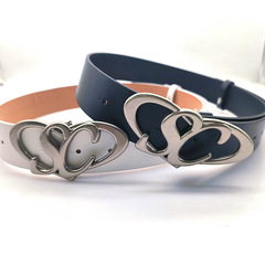 小眾設計感愛心字母SC做舊金屬按扣LOGO裝飾腰帶時尚搭配各種服飾