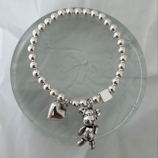 Round Bead Love Bear Bracelet Female Summer ins Niche Design 2022 New Elastic Fashion Bracelet Jewelry Round Bead Love Bear Bracelet Female Summer ins Niche Design 2022 New Elastic Fashion Bracelet Jewelry