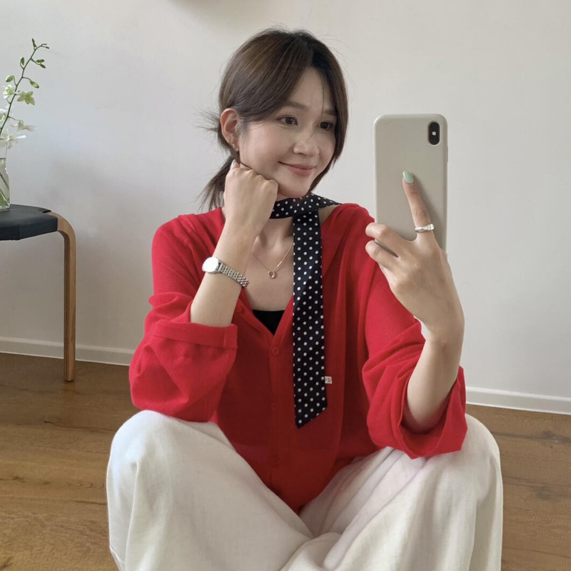 Miss 2026 Spring/Summer Fashionable Casual Style Loose Slimming Hooded Long Sleeve Knitted Cardigan for Women 13635