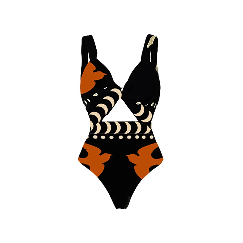Swimming Occasion Women's Sexy Skinny Irregular Ethnic Scenery One Piece Swimwear