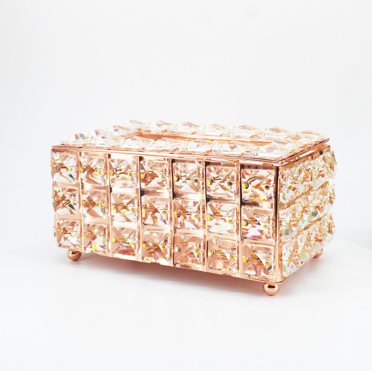 Red de comercio exterior transfronterizo, sala de estar de estilo europeo del norte, caja de pañuelos de cristal de lujo ligero, servilleta simple creativa para el hogar, almacenamiento de papel