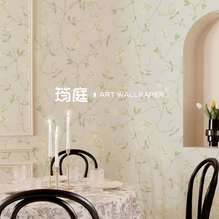 法式清新花草墙布卧室客厅沙发背景墙壁纸美式乡村3d无缝壁画
