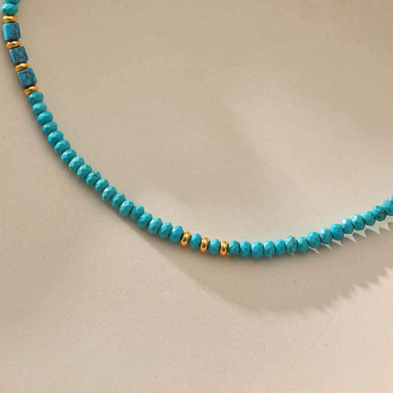 Fashion Round natural stone Copper Necklace 1 Piece