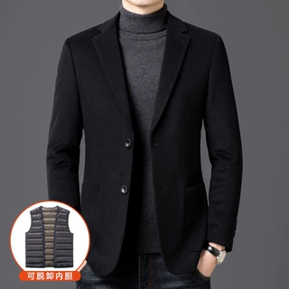 正品毛呢大衣男士2025秋冬羊毛西装休闲西服修身短款男装呢子外套