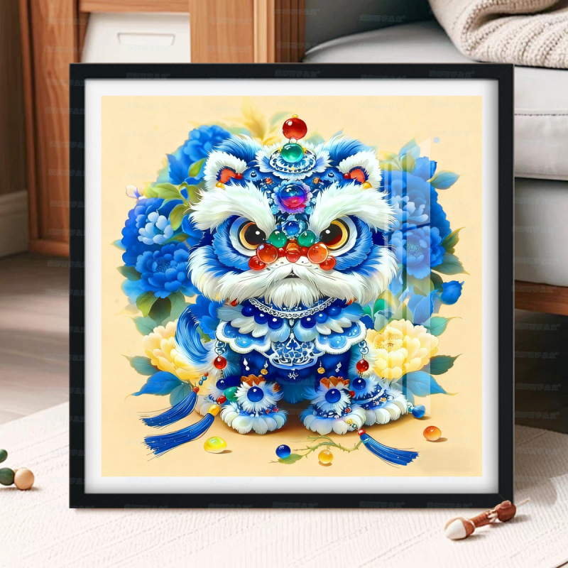 [Tela de seda antigua] Mona Lisa Real bordado cruzado Rui León Fugu imagen simple estilo chino auspicioso bordado a mano sala de estar image 3