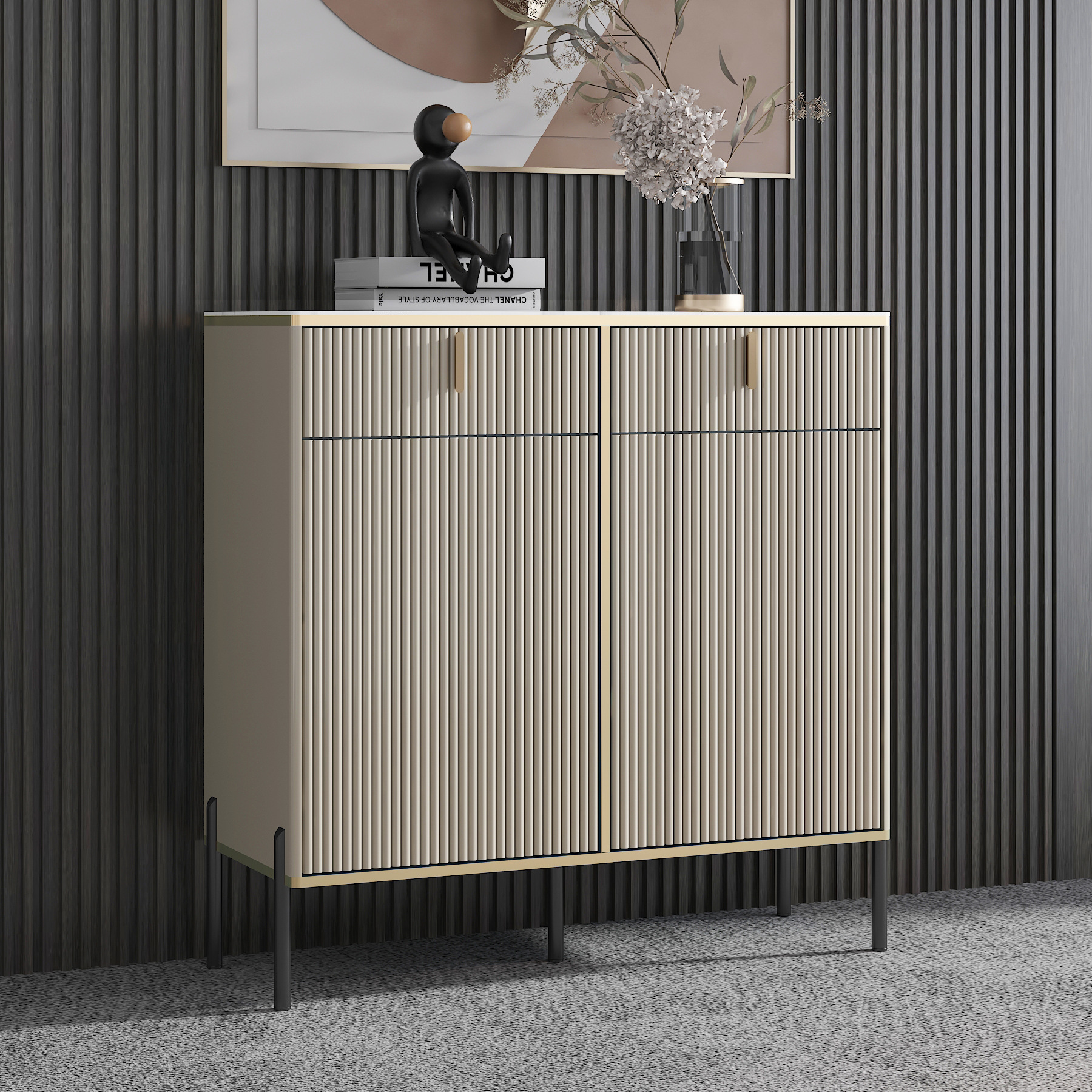 바위 보드 데스크탑 80 회색 두 문 80*35*95cm