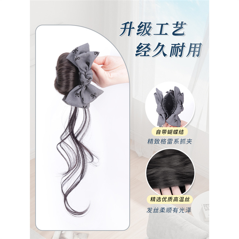 Pelotas cabeza pelucas anillo de cabello arco agarrar clip brotes de flores adornos de cabello de simulación natural perezoso disco afilado bolsa de cabello pelucas