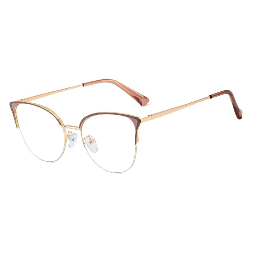 95776 nuevo medio marco de la moda de las mujeres gafas lisas europeos y americanos populares anti-azul gafas de luz gafas de miopía marco de la moda