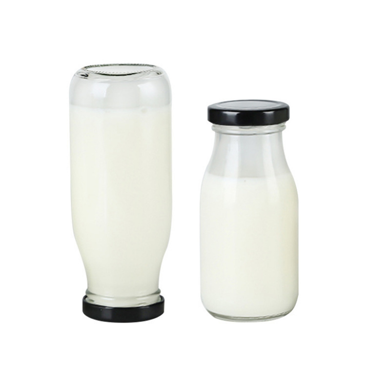Botellas de vidrio para leche, botellas para leche fresca, vasos para yogur, varias especificaciones, botellas de vidrio transparente y grueso para leche, botellas dispensadoras de yogur