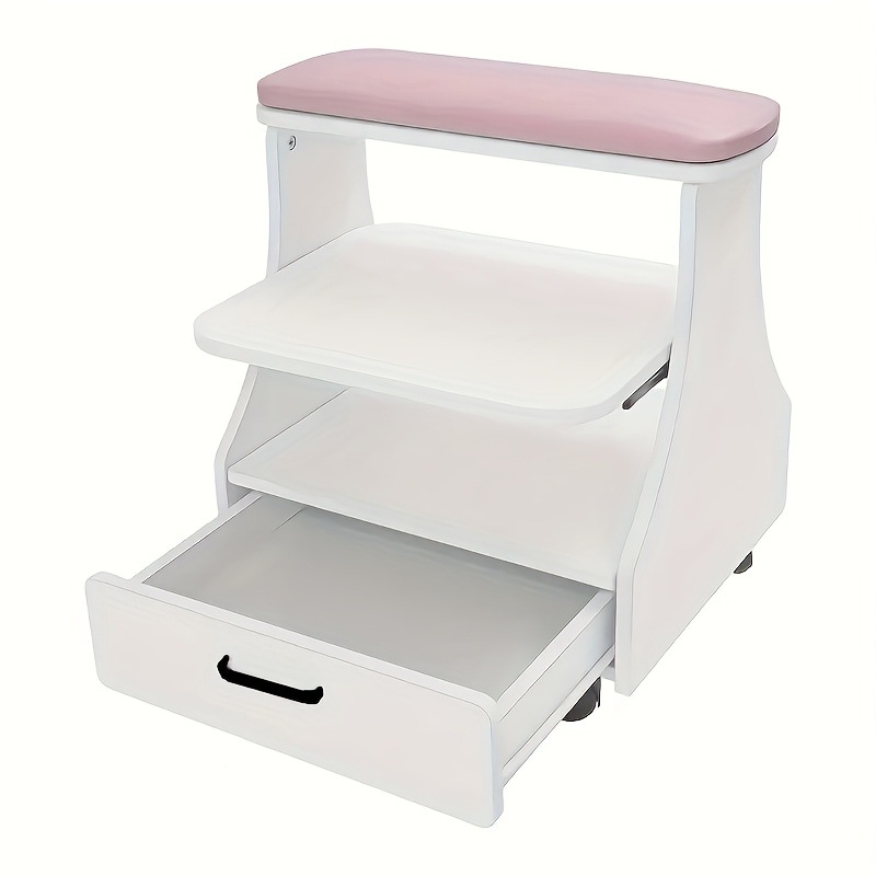 Foreign Trade Cross-Border Nail Art Stool, Movable Beauty Stool, Storage Cart, Footrest, Leather Pad, Multifunctional Nail Art Stool, Foot Therapy