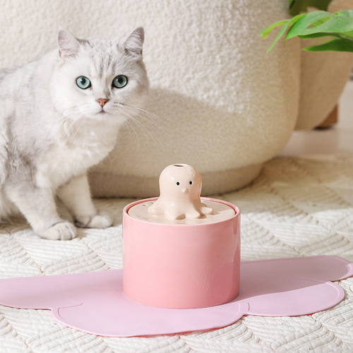 Water Dispenser Cat Ceramic Automatic Circulating Flowing Live Water Dog Filter Feeding Bowl Pet Supplies Drinking Fountain