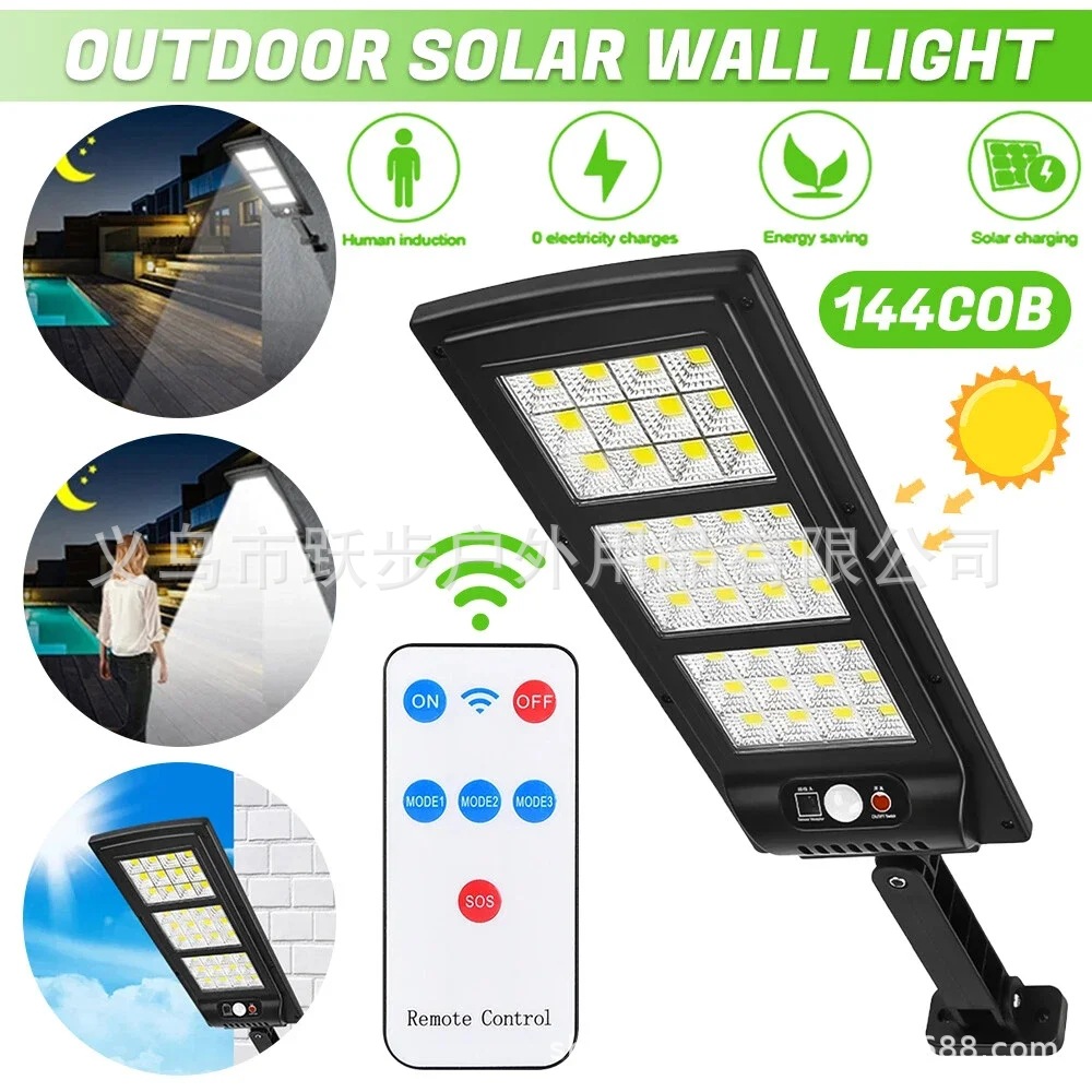 Nueva luz solar LED al aire libre lámpara de jardín lámpara de pared de control remoto inducción humana lámpara de calle impermeable súper brillante