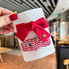 Demi-season festive red children's hairgrip, cloth with bow