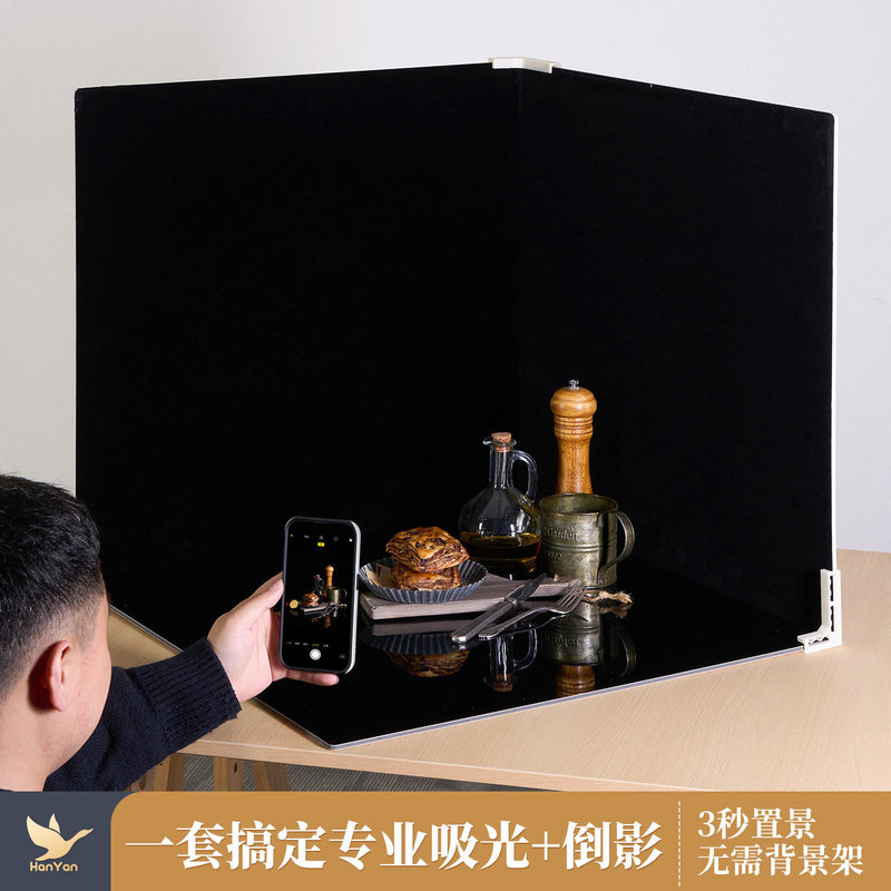 Black Flocking Light-Absorbing Photo Background Board, Dedicated Reflection Board for Photography Scenes, Light-Absorbing Cloth, Live Streaming Shooting Props