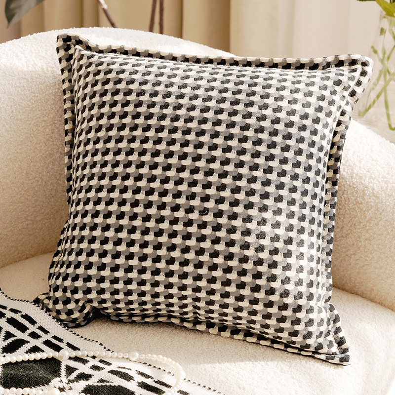 ins nórdico francés lujo negro y blanco retro almohada sofá sala de estar superior almohada cojín cabezal de cama respaldo