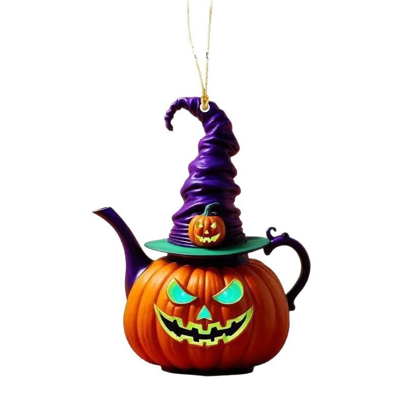 Nueva cabeza de calabaza acrílica 2D decoraciones de Halloween colgantes de espejo retrovisor de automóviles colgantes para el hogar