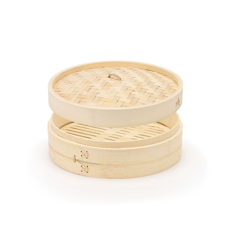 Bamboo steamer (Nixin), natural bamboo woven, stackable, sizes 8–40 cm