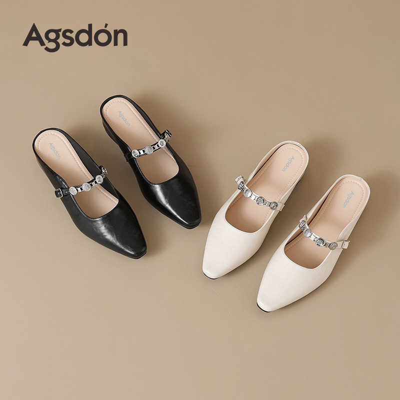 Augustion Baotou pantuflas mujeres verano 2025 nueva moda francesa para llevar sandalias Mary Jane