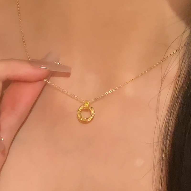 超闪碎冰冰圆圈项链女网红颈链简约几何时尚锁骨链抖音小红书代发|undefined