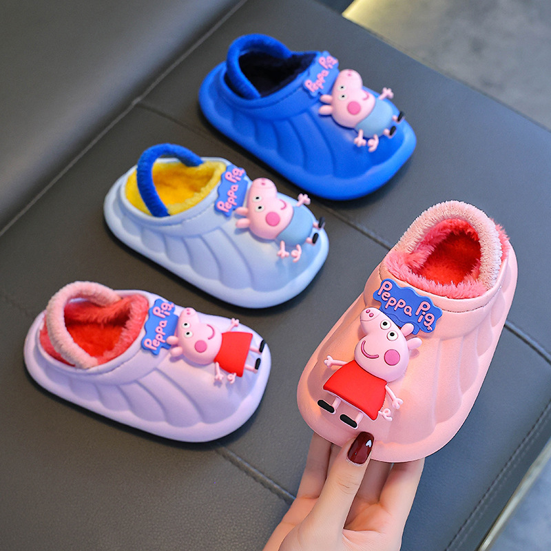 Piglet Page zapatillas de algodón para niños, invierno, cinta elástica, calentamiento y peluche para bebés de 1 - 3 años de edad.