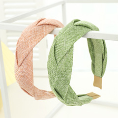 夏季新款氣質寬邊女士壓發頭箍歐美簡約純色布藝交叉辮子發箍R225