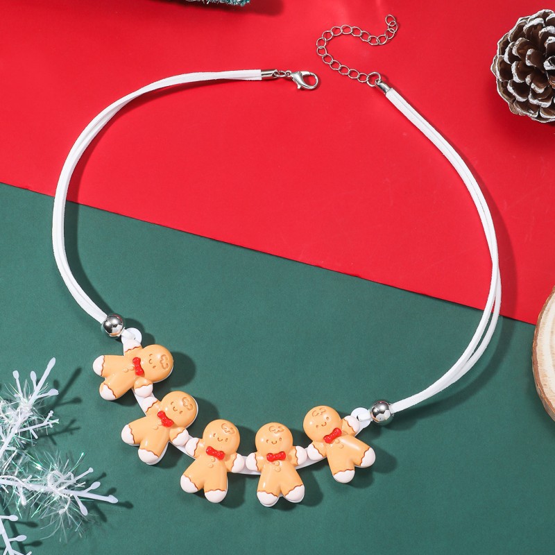 Cartoon Style Santa Claus Gingerbread Snowman Arylic Christmas Women's Necklace display picture 2