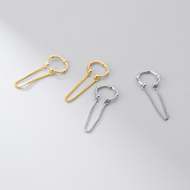 Eloch s925 clip de orejas de plata para mujeres estilo coreano simple cadena sin agujeros de orejas clip de hueso de orejas temperamento pequeño auriculares G8655