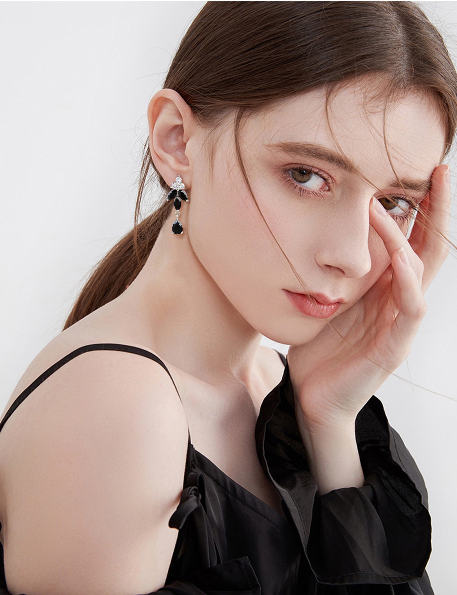 22g Weight Zircon Inlay Material Earrings, Necklace Classification Earrings + Necklace Quantity Weekend, Lawn Occasion Copper Material Water Droplets Pattern All Seasons Season Women's Gender Classic Style Style Water Droplets Copper Classic Style Earrings Necklace 13