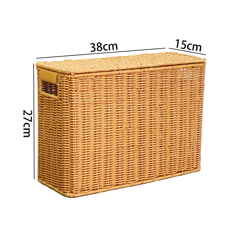 狭い高型蓋付き収納ボックス家庭用隙間雑誌バスケット籐編み収納ボックス壁角ソファコーナー収納ボックス